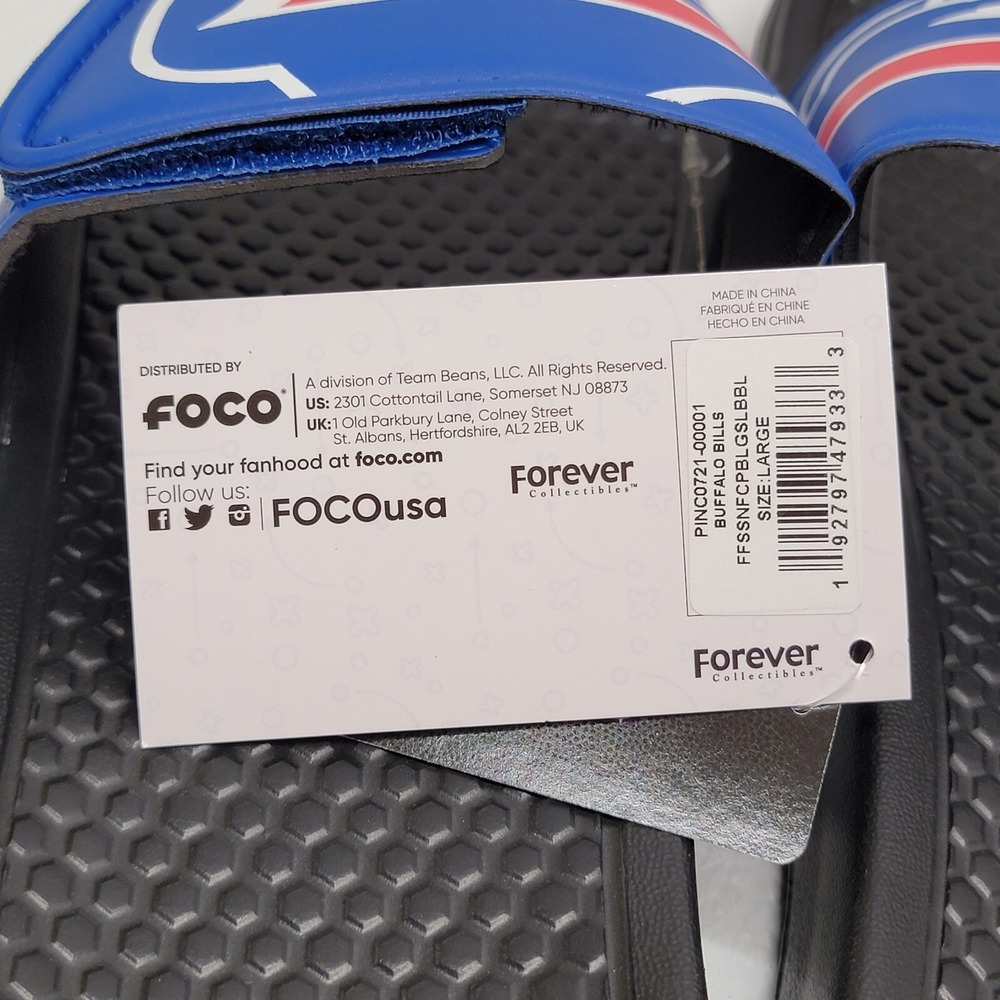 Buffalo Bills NWT Foco NFL Size L Hook & Loop Adjustable Strap Slides Sandal - Picture 12 of 14